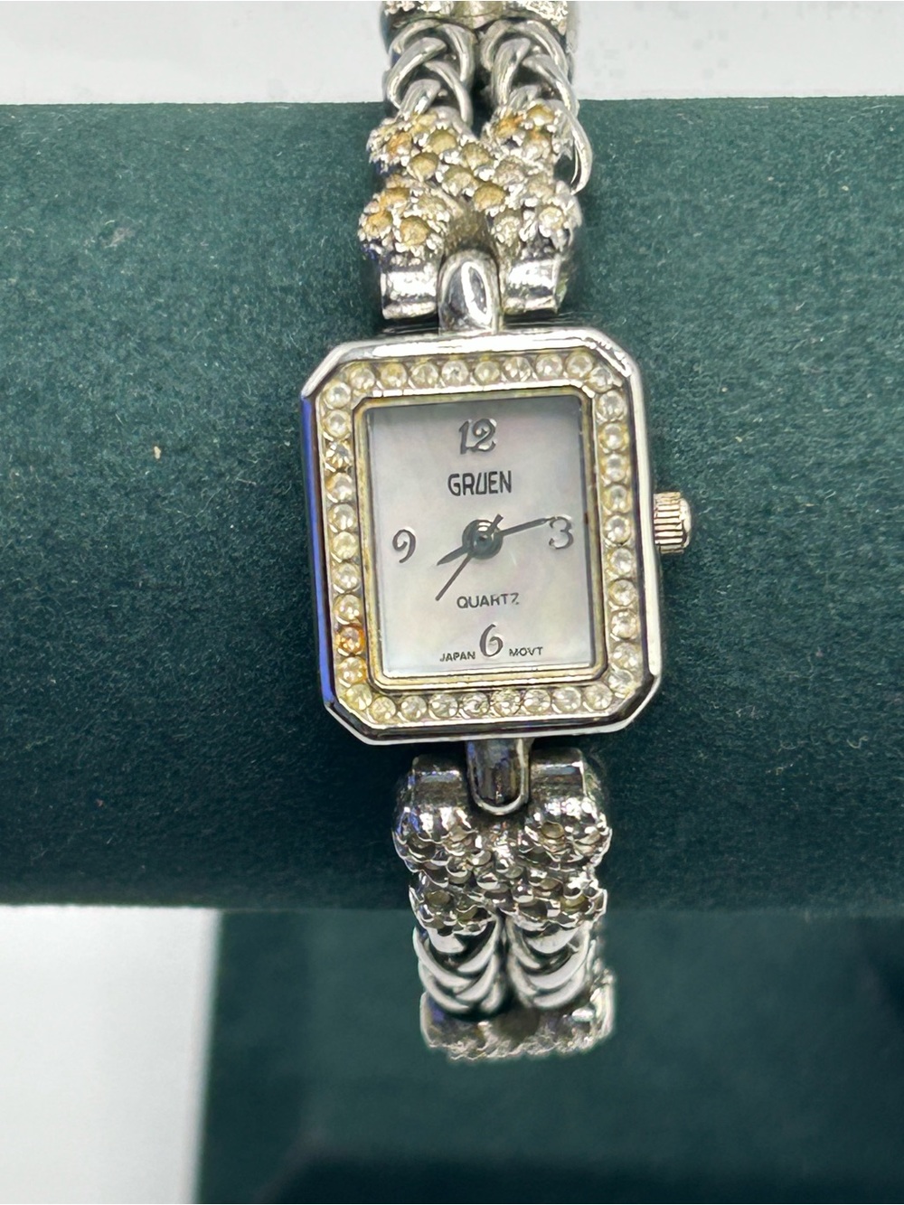 Vintage Gruen Rhinestone Bracelet Watch Art Deco Quartz Ladies